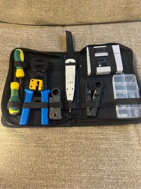 Professional network repair tool kit cable crimper/tester/wire stripper